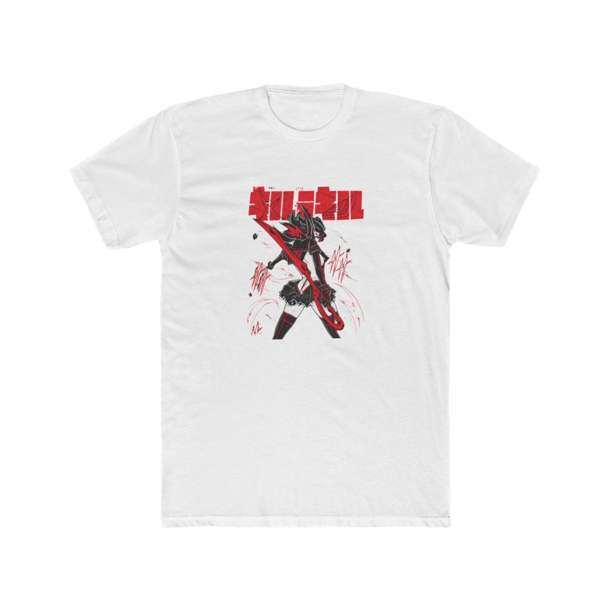 featuring a red and white illustration of a female anime character wielding a T-Shirt