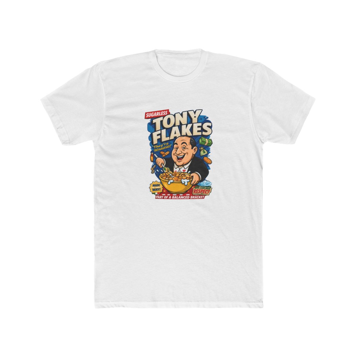 Hilarious Mobster Family Parody Graphic TeeTony Flakes Cartoon TShirt with Classic Fit US Cotton. Fan ArtInspired Parody